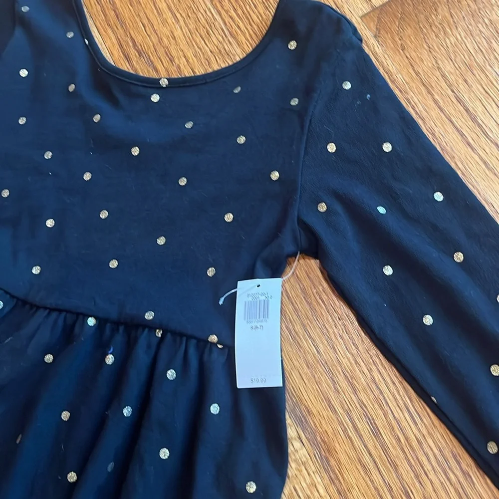 Old Navy black and gold long sleeve dress size 6-7 NWT - Picture 3 of 5